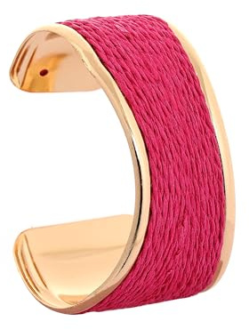 Pulsera gruesa de rafia colorida para mujer, diseño de ondas irregulares, vacaciones, tropical, playa, primavera, verano, ancho, abierto, hecho a mano, bohemio, accesorios de joyería, Talla única
