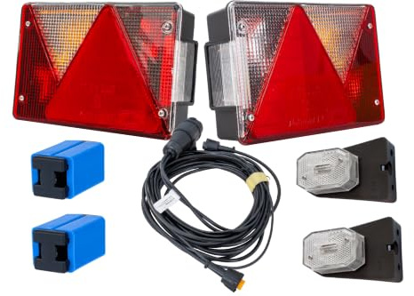 ASPÖCK Beleuchtungsset Anhanger mit Multipoint IV Ruckleuchten und Flexipoint I Umrissleuchten, MANTES Kabelbaum 4,5 m 13 polig, 12 V Gluhbirne