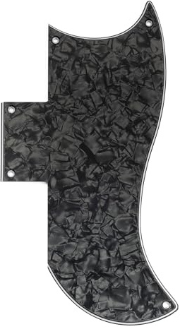 Musiclily Pro 5-Hole Half Face Guitar Pickguard for EPI China Made SG Standard 61 Electric Guitar, 4Ply Black Pearl
