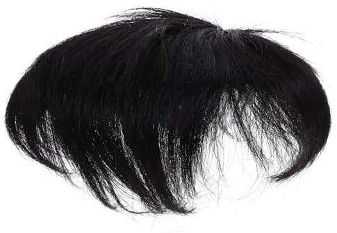 BESTYASH Peluca de Hombre Realista Negra Clip Antiviento y Alambre Resistente a Altas Temperaturas para Calva Masculina, Pieza de Reemplazo Superior Invisible