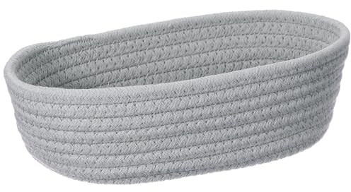 sourcing map Canasta de almacenamiento tejida de cuerda de algodón pequeña, color gris, canastas tejidas de regalo, bonita caja de guardería, contenedor de organización para suministros del hogar