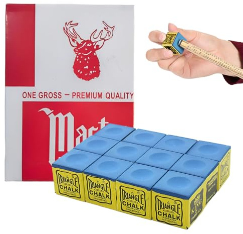 KIRZAX Set di 10 pezzi di gesso per tavolo da biliardo, accessori per tavolo da biliardo, gesso per tavolo da biliardo per hobbisti e professionisti, gesso antiscivolo per tavolo da biliardo