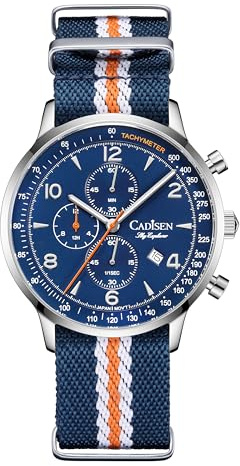 CADISEN Herren Quarz Uhr Elegante lässige Kampagnen mit Nylon Armband wasserdichte