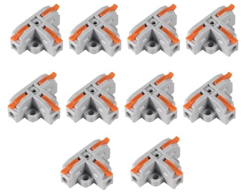 Eieenotee 10 Connecteurs de Fils Compacts, Connecteurs de Fils à Levier en T, Répartiteur, Connecteurs Électriques à 3 Voies