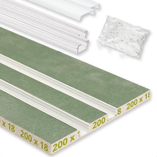 INNOVATE Binario tenda soffitto Cartongesso [incl. copertine e inserti] Profilo alluminio per LED striscia e Tende per interni I Bastone tenda Cucina bagno salotto Bastoni tende (2 Binari, 200 cm)