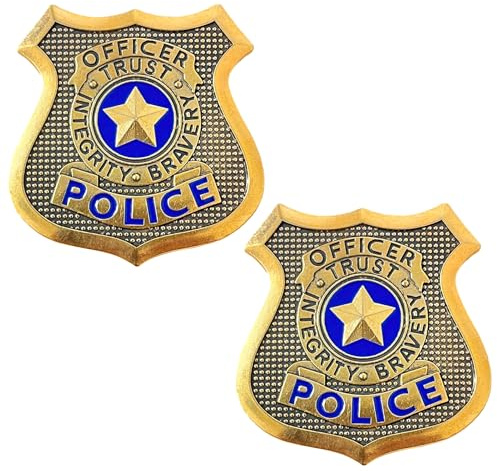 2 Piezas Insignia de la Policía,Placa De Policía,Juego de Simulación Insignia,para Disfraz de Juguete Accesorios para Carnaval Halloween Fiesta