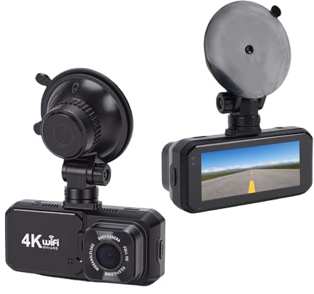 Annadue Cámara de Tablero Dual Delantera y Trasera 4K 1080P, Pantalla LCD de 3.0 Pulgadas, Control de Aplicación WiFi, Sensor G, Detección de Colisiones, Monitor de Estacionamiento con