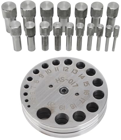 Sxhlseller Professionelles 17-teiliges Kreisförmiges Scheibenschneider-Set aus Stahl für die Schmuckherstellung, Metallform-Anhänger-Stanzwerkzeug, 4-20-mm-Mehrzweck-Stanzset für die Herstellung von