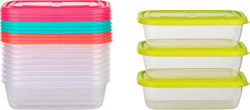 Kigima Gefrierdosen 12x0,8L rechteckig mehrfarbig – Vorratsdosen mit Deckel luftdicht – Frischhaltedosen mit Deckel – Aufbewahrungsbox Küche für Mealprep & Organisation