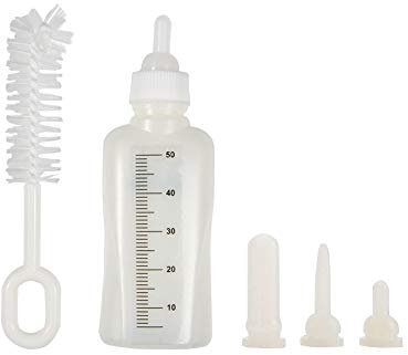 50ML Pet Stilling Babyflasche Set mit 3 Nippeln und 1 Reinigungsbürste Pet Nurser Flasche Kit für Hund Katze