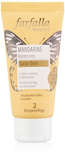 farfalla Mandarine feuchtigkeitsspendende Handcreme - 50ml - Intensive Feuchtigkeitspflege - Mit Bio-Sheabutter & Mandarinenöl - Vegane Formel - 100% zertifizierte Naturkosmetik