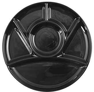 H&H 7069830 Fondueteller aus Keramik, 6 Fächer, Schwarz, 23 cm
