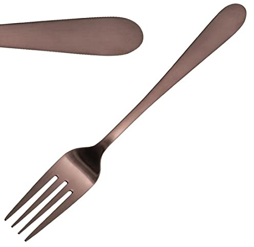 Olympia Fourchette de table cuivre (lot de 12), acier inoxydable avec revêtement PVD en cuivre, couverts de style vintage, fourchettes de table en cuivre, usage commercial et domestique, HC342