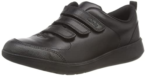 Clarks Scape Sky K Childrens Black Leather, 1.5
