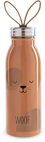 Aladdin Zoo Thermavac Stainless Steel Water Bottle 0.43L Dog – Weiche Fingertrageschlaufe aus Silikon - Doppelwandige Vakuumisolierung l Mehrwegwasserflasche - Hält 7 Stunden Kalt - BPA-Frei
