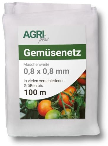 AGRI plus Gemüseschutznetz 2 x 10 m I Verschiedene Größen I Reißfestes Kulturschutznetz I Transparentes Netz für außen I UV-beständig & wasserdurchlässig I Maschenweite 0,8 x 0,8 mm