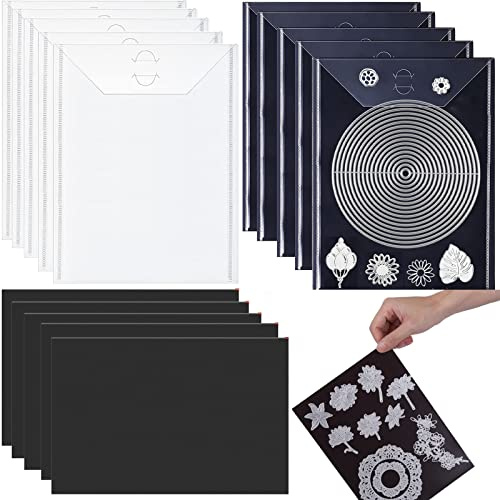 Briartw 20-teiliges Set Aufbewahrungsbeutel und magnetische Blätter, 10 transparente Kunststoff-Aufbewahrungsbeutel und 10 weiche Gummi-Magnetbögen für Stanzformen, Briefumschläge, Organzie.