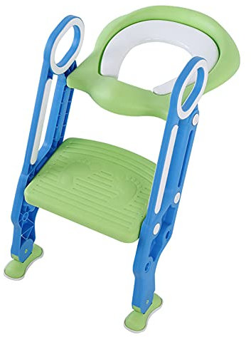 Doppelarmlehne Design Baby Toilette Leiter Toilettentrainer mit Treppe Kinder Faltbar Toilettensitz Töpfchenstuhl Toilettenleiter Lerntöpfchen Höhenverstellbar Trainingssitz, 1-7 Jahren