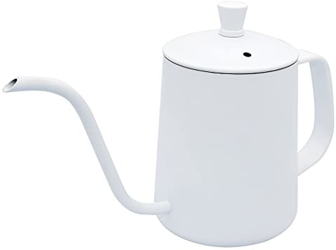 Dianoo Pour Over Coffee Pot, 350 ml, exquisito acero inoxidable goteo sobre cafetera con boquilla larga y estrecha, jarra de café de cuello de cisne para oficina en casa, color blanco