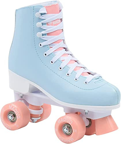 MADIVO Pastel Damen Klassische Retro Rollschuhe | ABEC-7 Kugellager | Mädchen Roller Skates Inliner Inlineskates | Blau/Koralle | Gr. 35, 36, 37, 38, 39, 40, 43