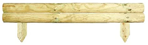 PaMeer 2 Rail Garden Edging Wood 14 Cm Log Roll Border Edging Mini Picket Fence For lawn edging flower bed edging Horizontal Log Edging Smart Border Fence Natural (1)