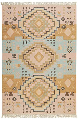 Kelim Teppich handgewebt - Naturfaser Läufer & Teppiche bestens geeignet fürs Wohnzimmer & Schlafzimmer, Handwebteppich & Wollteppich, nachhaltig & hochwertig, 200 x 290 cm, Bunt meliert - Mayenne