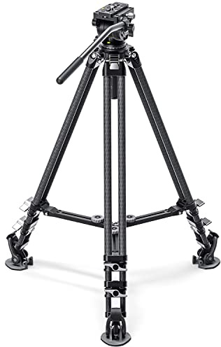 Leofoto LVC-193C Trípode de video de doble pierna de fibra de carbono + cabezal fluido BV-10