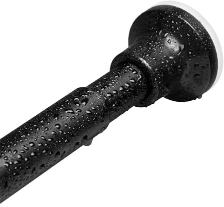 Teleskop-Duschvorhangstange zum Klemmen, Ausziehbar Edelstahl Duschstange,Spannstange ohne Bohren und kein Rost Teleskopstange für Badezimmer, Badewanne,Dusche Schwarz(72-254cm Φ25mm)