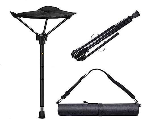 Tragbarer Klapphocker Für Den Außenbereich, Leichter Camping-Hocker-Sitz, Für Erwachsene Beim Gehen, Höhenverstellbarer Teleskop-Klappstuhl Mit Hohem Einzelbein, Outdoor-Camping-Fisch, Schwarz,Col