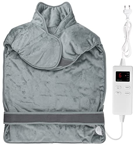 Heating Pad for Neck, Shoulder & Back - Auto Shut-Off, Quick Heat, 6 Settings, Washable (Gray)