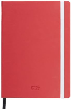 Unipapel Notizbücher mit festem Einband, mit vertikalem Verschluss, abgerundete Ecken, Kunstleder, Rot, kariert, Hardcover, A5, 80 Blatt