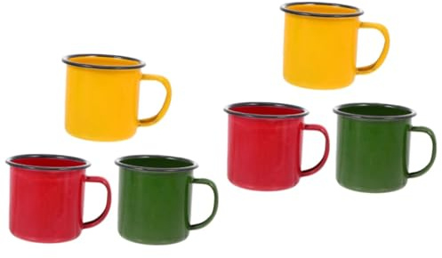 TOPBATHY 6pezzi Tazze Smaltate Colorate Retro Bicchieri Multi-funzione Per Ragazzo Ragazza Tazze Da Portatili E Sane Design Antiscivolo E Comfortabile