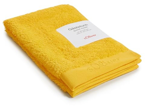 s.Oliver Serviette d'invité 30 x 50 cm – 100 % coton, 600 g/m², douce et absorbante, serviette d'invité jaune