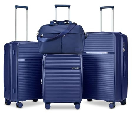 Joyway Juego de 4 Maletas, Equipaje Set de Cabina Viaje, Ultraligero ABS Rígidas Giratorias de 360°, Trolley Maleta Expandibles con Cerradura TSA Incluidas 1 Bolsa Impermeable