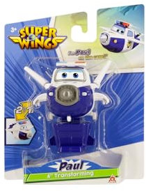 Super Wings EU780624 - Transformations-Flugzeug Paul in Blau-Weiß, ca. 12 cm große Spielfigur für Kinder, verwandelbares Spielzeug-Flugzeug und Roboterfigur
