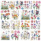 AHANDMAKER 12 Sheets Wildflower Bush Rub on Transfers for Crafts, Wildflower Butterfly Rub on Transfer Stickers, Butterfly Floral Rub on Decals for Glass Wood Paper Furniture DIY Home Decor, 5.5x5.5