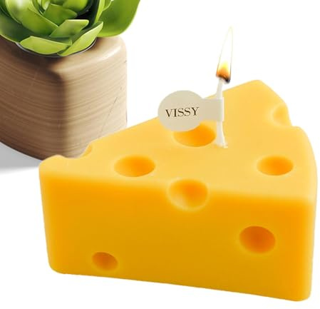 Derwrtup Bougie parfumée au fromage, bougies parfumées au fromage - Bougies parfumées à la cire de soja naturelle jaune - Cadeaux de bougie multifonctionnels faits à la main, ornements de bureau
