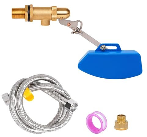 MUYIRTED Schwimmerventil 1/2 Zoll | Schwimmerschalter Aus Messing | Automatischer Kunststoff Wasserfüller | Schwimmerventil Spülkasten | 80cm Wasserleitung | Für Hühnertränke Tränkebecken Pferdetränke