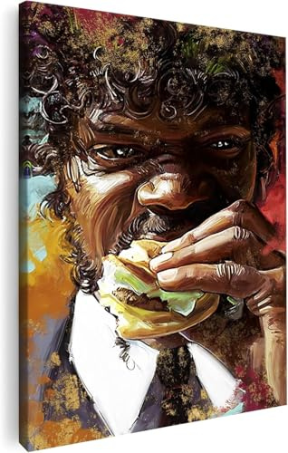 Artmazing | Pulp Fiction Bild bunt | Bild Jules | S-Art Bilder | Pulp Fiction Bilder Modern | Coole Wandbilder Wohnzimmer | Wandbild Pulp Fiction Deko XXL | Bild Leinwand XXL | Burger Bilder Wand