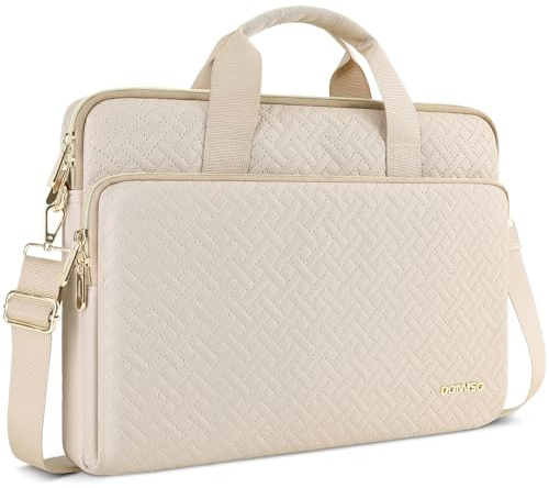 DOMISO 17 inch Laptop Sleeve Protective Case Cover Compatible with 17-17.3 inch HP Dell ASUS Lenovo Chromebook,Waterproof Computer Cases Bag with Shoulder Strap,Beige