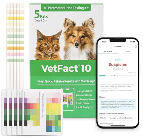 [ 5-kit] Gratis mobilapp (iOS, Android) Urin testremsor, 10-parametertest hemma, lätt att använda för hundar och katter; stödjer engelska, spanska, koreanska och japanska.