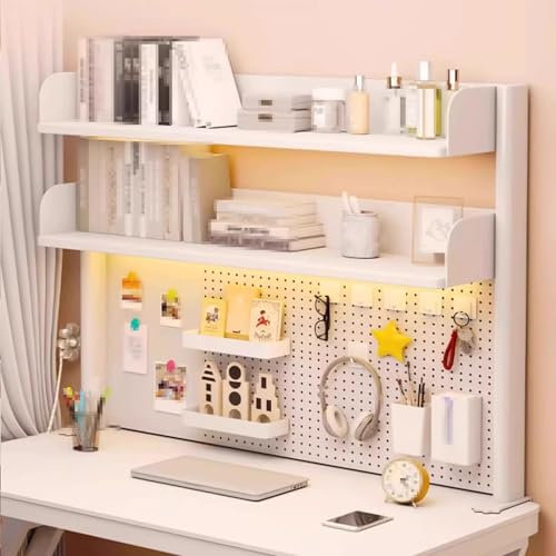 Schreibtischverlängerung mit 2 Ebenen, Schreibtisch-Organizer-Regal, Peg-Doard-Displayständer, Desktop-Aufbewahrungsregal, Tragfähigkeit 50 kg, Schreibtischverlängerung, Pegboard-Arbeitsstat