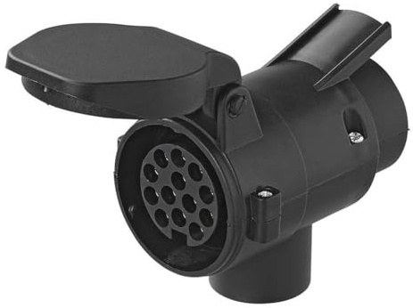 Multibros Anhänger Adapter 7- auf 13-polig mit Konstante – Kurzadapter für Anhängerkupplung – CEE Steckadapter für Pkw, Wohnwagen & Anhänger