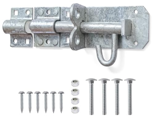 ZAVIA Brenton Gate Bolt for Wooden Gates | Heavy Duty Hot Dip Galvanised (6 Inch / 150mm) Sliding Bolt Lock for Patio, Garage, Shed & Barn Doors’ Extra Security