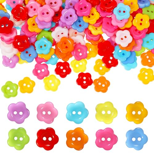 300 PCS 1/2 Flower Shape Buttons, Craft Button Handmade Candy-Colored Children's Clothing Buttons Colorful Sewing Replacement Button for Sewing Crafts Shirts Clothes Decorations
