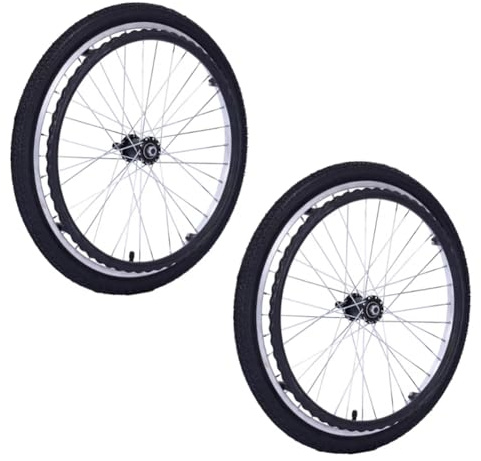 PP-Eic 55cm/22in, 2Pcs Large Wheelchair Rear Wheels, Rubber Material Replacement Walker Roller Accessories, Aluminum Spokes, Universal Manual Wheelchair Rear Beach Wheels, Adults and Elderly