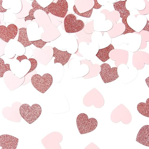 120 Stück Liebe Herz Konfetti Hochzeit Confetti Tischdeko für Hochzeit Party Dekorationen Rosegold Rosa