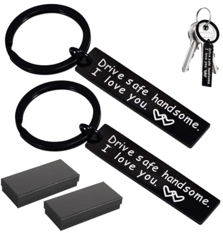 EULAPGOE Porte-clés Couple première Maison 2 pièces – Porte clés Assortis 5x1,2 cm avec Message gravé, Design Fin Noir, Cadeau Romantique emménager Nouvelle Maison Anniversaire