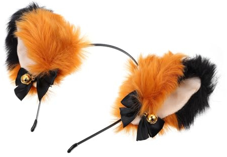 Alipis Diadema Orejas de Animal para Cosplay Tocado de Fiesta de Pelo Campana Dorada para Halloween y Disfraces