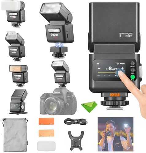 Godox IT32 TTL Flash + X5S pour appareils Photo Sony, Flash Cobra avec écran Tactile, sans Fil 2,4 GHz, Guide-Fil 18, Temps de Recyclage 1,5 s, Interface magnétique